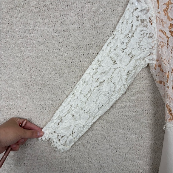 Lulus‎ Dress Womens S White Beige She Knows White Lace Bodycon Bridal Party Gown - Picture 4 of 13